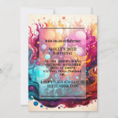 溶けカラフルる溶岩デザイン誕生日パーティー 招待状 (正面)