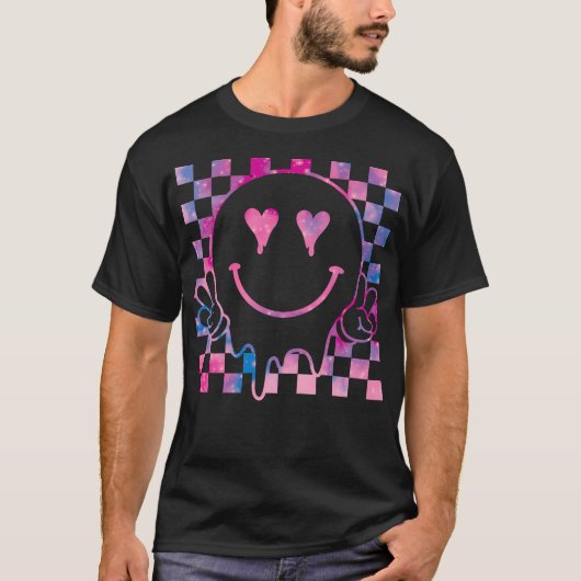 溶けピンクスマイル平和の笑顔が溶け落ちたF Tシャツ (正面)