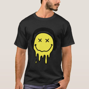 溶け黄色のスマイルおもしろい笑顔の溶け滴下 Tシャツ