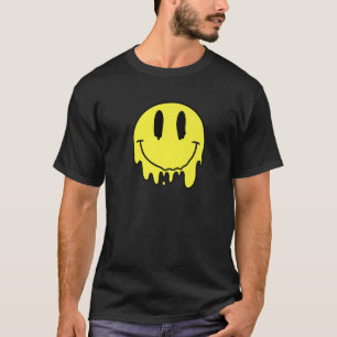 溶け黄色のスマイルおもしろい笑顔の溶け滴下 Tシャツ