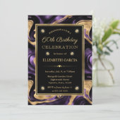 溶エレガント色パープル&ゴールドフォイル60誕生日 招待状 (スタンド正面)