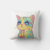 溶トリップ(幻覚体験)のようなける猫 クッション (正面)