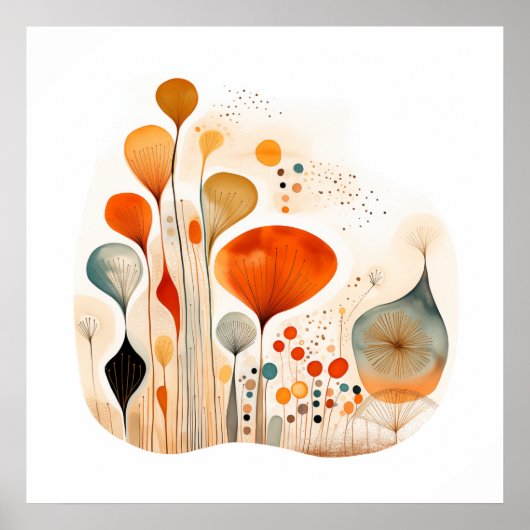 溶モダン着水色抽象芸術 ポスター (正面)