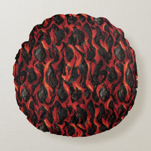 溶岩と火山岩 |火山マグマ模様 ラウンドクッション (正面)