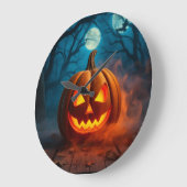 溶岩のような輝きのパンプキンハロウィン時計 ラージ壁時計 (傾斜)