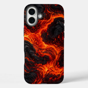 溶岩の流れの抽象的パターン iPhone 16 PLUSケース