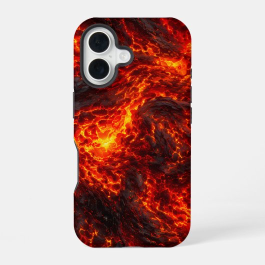 溶岩の流れを抽象化した溶岩流のデザイン iPhone 16ケース (裏面)