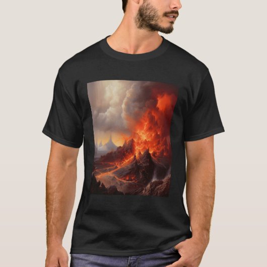 溶岩インスパイアFlの噴火シーン Tシャツ (正面)