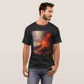 溶岩インスパイアFlの噴火シーン Tシャツ (正面フル)