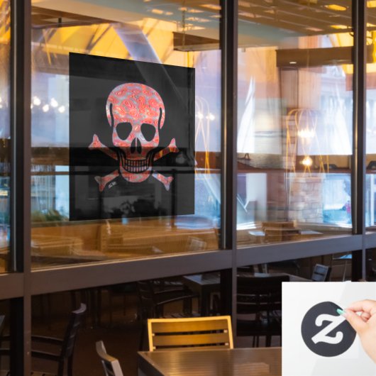 溶岩スカルブラック平方lg窓はバックスティックを引っ張る ウィンドウサイン (レストラン窓)