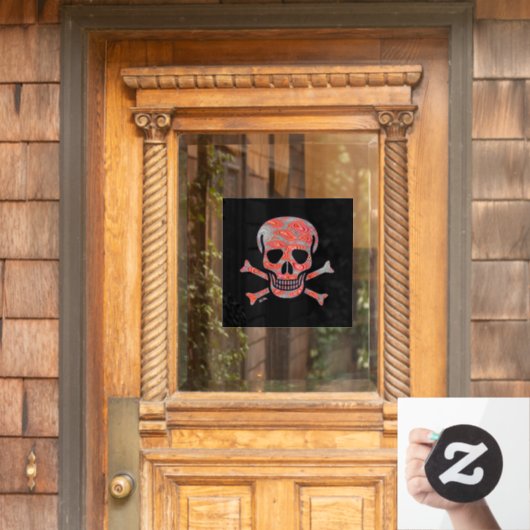 溶岩スカル黒平窓がフロントスティックを引っ張る ウィンドウサイン (ホームデコレーション)