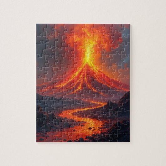 溶岩流の火山噴火 ジグソーパズル (縦)