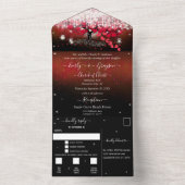 溶岩滝の妖精の光 赤いハートの葉の木の結婚式 オールインワン招待状 (内側)