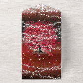 溶岩滝の妖精の光 赤いハートの葉の木の結婚式 オールインワン招待状 (外側)