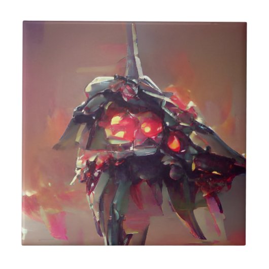 溶岩炎ロボットグラフィック抽象芸術アート タイル (正面)