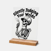 溶接おもしろいサイン – 溶接を静かに判断する アクリルサイン (傾斜)