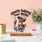 溶接おもしろいサイン – 溶接を静かに判断する アクリルサイン (ウェディング)