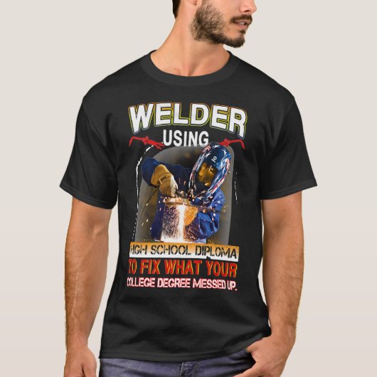 溶接おもしろいTウエル誇りを持ったダーギフトプレミアム Tシャツ (正面)