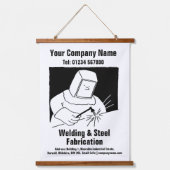 溶接および製造マンガデザインぶら下がったのテープ 吊り下げ型タペストリー (正面)