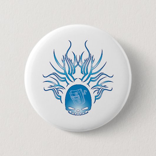 溶接のスカル 缶バッジ (正面)