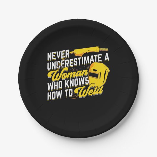 溶接の仕方を知っている女性の力 ペーパープレート (正面)