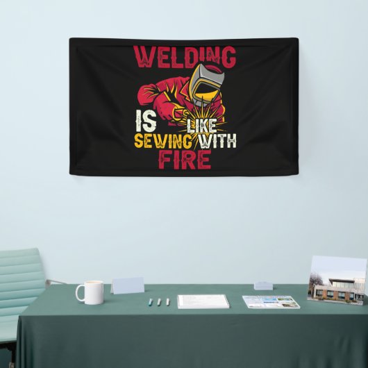 溶接は火と裁縫に似ている 横断幕 (トレードショー)