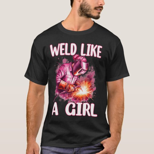 溶接ガール 溶接女子 鉄工 Tシャツ (正面)