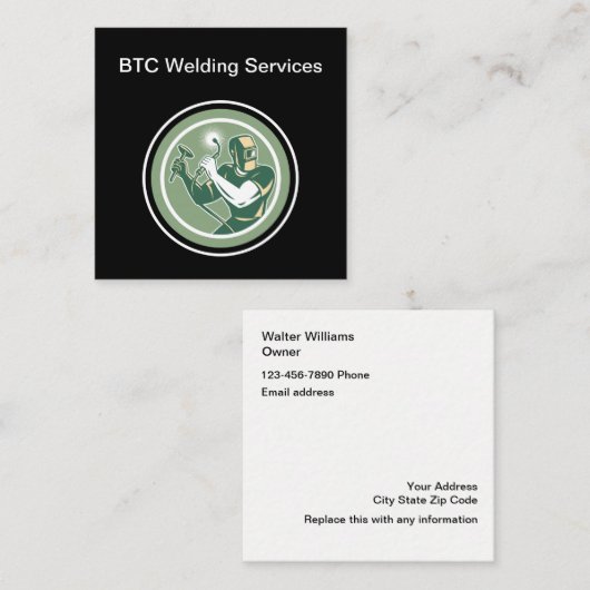 溶接サービスレトロのデザイン スクエア名刺 (正面/裏面)