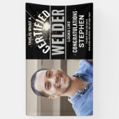 溶接トーチ認定ウェルダー写真卒業 横断幕 (縦)