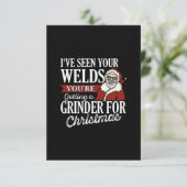 溶接ビードを見たクリスマスプレゼントおもしろい サンキューカード (スタンド正面)