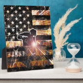 溶接フラグの火花と炎 フォトプラーク (側面)