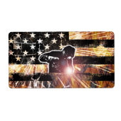 溶接フラグの火花と炎 ラベル (正面)