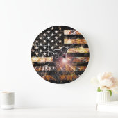 溶接フラグの火花と炎 ラージ壁時計 (ホーム)