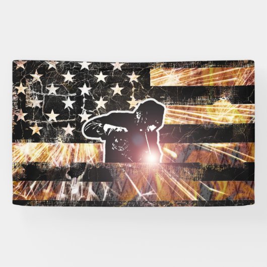 溶接フラグの火花と炎 横断幕 (横)