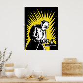 溶接作業溶接ウッドカットポスター ポスター (キッチン)