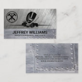 溶接作業 | ハンマーと爪、 ネイル | メタリック 名刺 (正面/裏面)