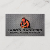 溶接作業 |金属製背景 名刺 (正面)