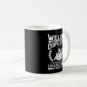 溶接固定に高校の卒業証書を使用する溶接機 コーヒーマグカップ (正面右)