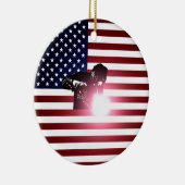 溶接工および米国旗 セラミックオーナメント (右)