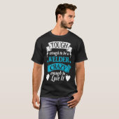 溶接工のタフな名言 タイポ ギフト クール プレミアム Tシャツ (正面フル)