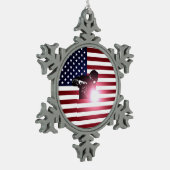 溶接工及び米国旗 スノーフレークピューターオーナメント (左)