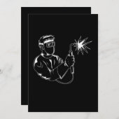 溶接師シルエットかわいい影工の贈り物 案内状 (正面/裏面)