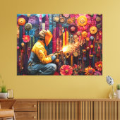 溶接技鮮やか術 – フローラ産業の溶接機 キャンバスプリント (インサイチュ (リビング))