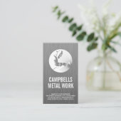 溶接機が金属作業をする | メタリックテクスチャ 名刺 (スタンド正面)