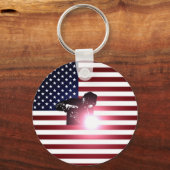溶接機とアメリカ国旗 キーホルダー (正面)