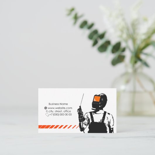 溶接機の名刺でマスクに溶接機 名刺 (スタンド正面)