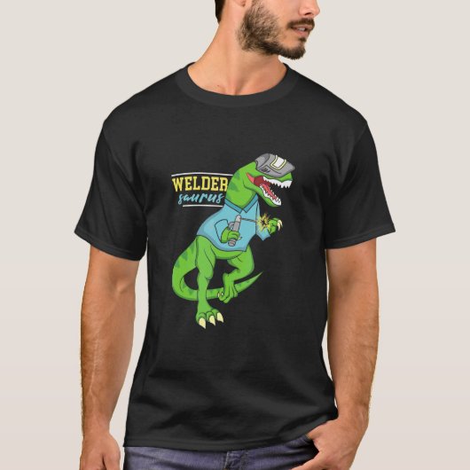 溶接機の恐竜のアートワークを溶接 Tシャツ (正面)