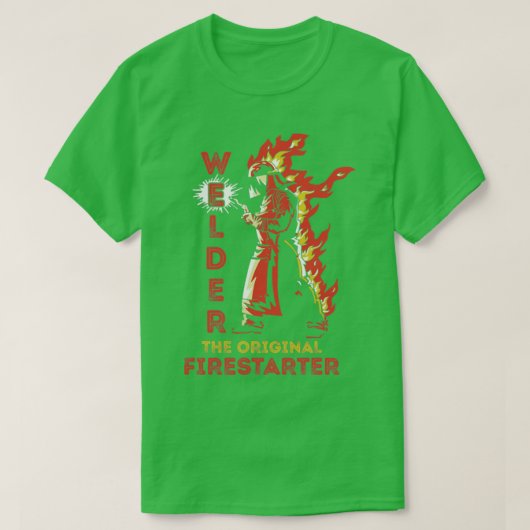 溶接機の溶接機のオリジナルファイアスタータ Tシャツ (デザイン正面)