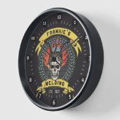 溶接機パーソナライズされたスカル作業者溶接作業場 壁時計 (傾斜)