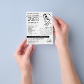 溶接機ポートレートスケッチ、金属作業者、溶接機 チラシ (手)